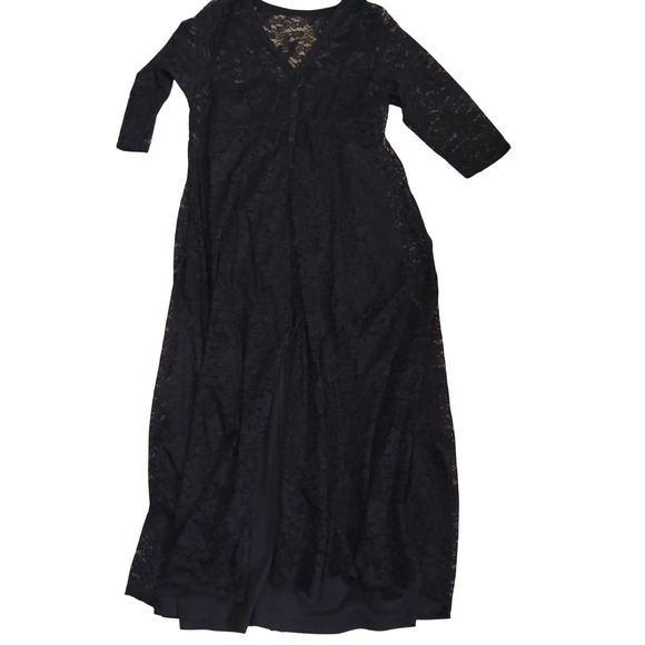 torrid Dresses & Skirts - Torrid Black Lace Dress Size 2 Plus Midi V Neck Gothic Witchy 2X 3/4 sleeve